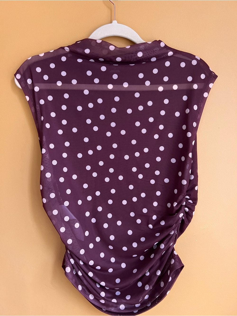 Maeve Brown Polka Dot Cap-Sleeve Draped Top - Picture 5 of 8